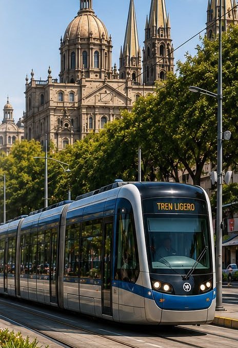 Tren Ligero y Catedral de Guadalajara
